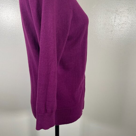 LOFT Cardigan Sweater Women Medium Purple Knitted Plum Long Sleeve Button Front - Picture 14 of 15
